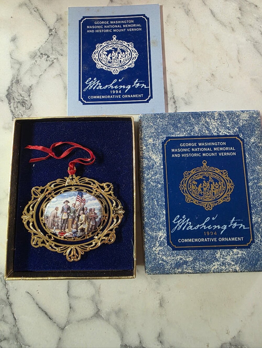 George Washington Commemorative Gold and Blue Ornament by (Brand Unclear)
